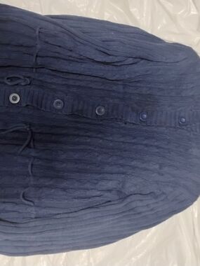 Gitano Navy Blue Cable Knit Button-Front Cardigan
